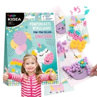 ZESTAW KREATYWNY POMPONIASTE WYKLEJANKI UNICORN JEDNOROŻEC 300 POMPONÓW