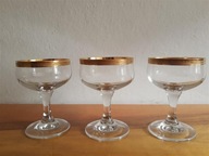 Francja trzy wysokiej klasy kieliszki do szampana złocenia 50/60te