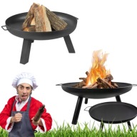 PALENISKO OGRODOWE GRILL OGNISKO STALOWE NA DZIAŁKĘ Z UCHWYTAMI TRÓJNÓG