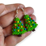 KOLCZYKI Z MODELINY Świąteczne Choinki z Bombkami