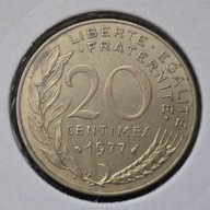 *FRANCJA [0112]*20 centymów CENTIMES 1977 Piąta Republika, Marianna Rośliny