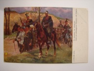 Ułani z jeńcami rosyjskimi - stara pocztówka / patriotyk