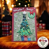 Ręcznie robiona kartka świąteczna 3D – „Wesołych Świąt” DJora