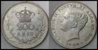 MNB - PORTUGALIA 200 Reis 1909 # SREBRO # st 1/2