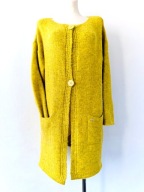 DAMSKI SWETER FIRMY NATI ROZMIAR 40 ZOLTY DLUGI CIEPLY ROZPINANY