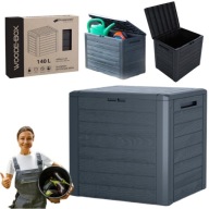 KUFER SKRZYNIA OGRODOWA TARAS BALKON GARAŻ DOM 140L ANTRACYT NA KŁÓDKĘ