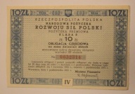 OBLIGACJA CZĘŚCIOWA - ROZWOJU SIŁ - IV - KLASA S - 10 ZŁ, WARSZAWA 1951 rok