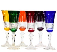 Kolorowe KRYSZTAŁOWE Kieliszki do Szampana Dz.150 ml OBR Szlifowane Polskie