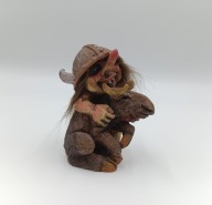 Troll Norweski - figurka vinatge - Troll z łosiem 13cm - kolekcjonerska