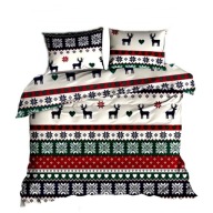 pościel bawełna lux 200x200 + 2x70x80 zamek B 550-1 serce renifera zielone