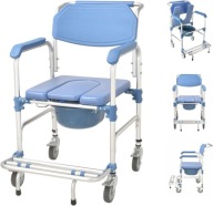 Wózek toaletowy WC prysznicowy transportowy Sanitarny dla seniorów czarny