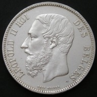 Belgia 5 franków 1873 - król Leopold II - srebro