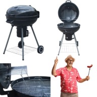 GRILL WĘGLOWY OGRODOWY MAŁY TERMOMETR POPIELNIK PÓŁKA NA KÓŁKACH 66 x 85cm