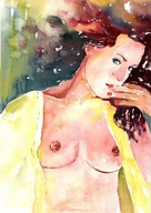 =Obraz=AKT =akwarela=kobieta=Joanna MAŁOSZCZYK