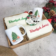 Zestaw Świąteczny ręczniki i kubki Prezent na Święta dla Dziadków Rodziców