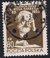 1953 Polska fi 658 - 70. rocznica śmierci Karola Marksa