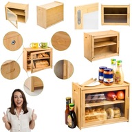 CHLEBAK BAMBUSOWY DWUPOZIOMOWY POJEMNIK NA ŻYWNOŚĆ + DESKA DO KROJENIA