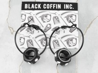 kolczyki CZARNE ŚRUBKI kółka koła soft grunge scene alternative goth BC59