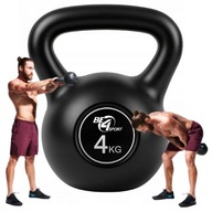 KETTLEBELL HANTLA ODWAŻNIK KULA OBCIĄŻENIE KETTLE DO ĆWICZEŃ 4KG CZARNY