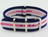 Pasek NATO parciany do zegarka różowy pink 20 mm