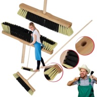 SZCZOTKA ULICÓWKA GOSPODARCZA DO ZAMIATANIA KOSTKI SZEROKA Z TRZONEM DREWNO