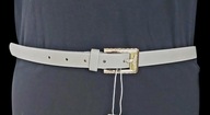 Szary pasek damski regulowany z złotą klamrą