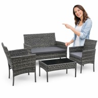 ZESTAW MEBLI OGRODOWYCH TECHNORATTAN SZARY MOCNE WYGODNE NOWOCZESNE KOMPLET
