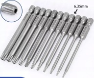 11SZT T6-T40 ZESTAW WKRĘTAKÓW TORX 1/4 CAL HEX ZABEZPIECZONY 75MM S2