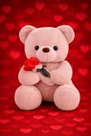 Prezent na walentynki pluszowy miś 25 cm różowy