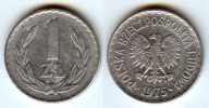 Moneta 1 Zloty - 1975 - PRL - Aluminium