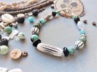 CITY JUNGLE bransoletka miętowy turkus jadeit hematyt stal BlackberriesArts