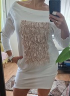 Biała sukienka z frędzlami mi..mi.. M