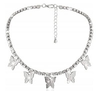 ŁAŃCUSZEK Z MOTYLE W KOLORZE SREBRA Z CYRKONIAMI