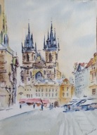 Akwarela Obraz Pejzaż Praga