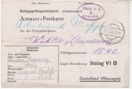 Poczta Obozowa z Stalag VI B do Poznań.