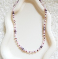 Naszyjnik z koralików szklanych pastelowy różowo-fioletowy
