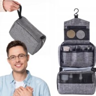 KOSMETYCZKA PODRÓŻNA DAMSKA MĘSKA ORGANIZER TORBA WISZĄCA Z HACZYKIEM SZARA