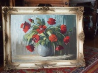 Maki w wazonie. - olej 50x70cm