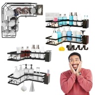 PÓŁKA ŁAZIENKOWA NAROŻNA WISZĄCA SAMOPRZYLEPNA POD PRYSZNIC METAL 2 SZTUKI