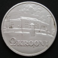 Estonia 2 korony 1930 - zamek Toompea Tallin - srebro