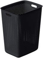 POJEMNIK NA PRANIE 60L AŻUROWY KOSZ Z UCHWYTAMI WYSOKI CZARNY