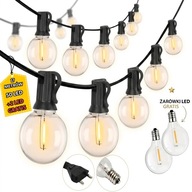 GIRLANDA OGRODOWA 17M 50 ŻARÓWEK DEKORACJA ŚWIETLNA ZEWNĘTRZNA WODOODPORNA
