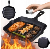 PATELNIA ŻELIWNA GRILLOWA 26 CM NA INDUKCJĘ DO GRILLA GAZU MOCNA