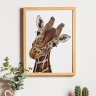 PLAKAT ozdobny A3 420x297 mm ŻYRAFA portret sawanna styl safari MONTESSORI