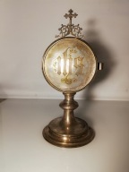 Stare naczynie liturgiczne kustodia kustodium IHS