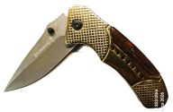 Elegancki Nóż Składany BROWNING F81 – Gold & Wood | EDC 20,5cm
