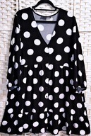 PRIMARK - UROCZA FALABANIASTA CZARNA W BIAŁE GROCHY r: 48