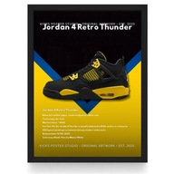 Plakat Jordan 4 "Thunder"/Focus Line/ (Czarna/Biała Ramka)