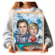 Karykatura z Twojego zdjęcia na płótnie, na zamówienie - prezent na ślub