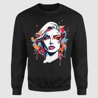 Czarna Bluza L Unisex z nadrukiem Modern Woman, artystyczny styl i wygoda